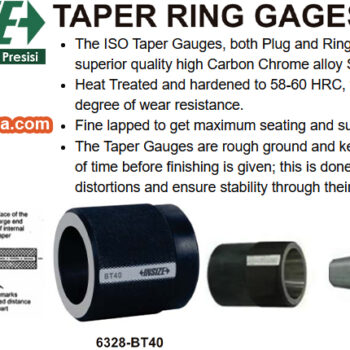 Alternative view of INSIZE Taper Ring Gauge Metric 6328-BT (Standard ISO Metric) Accuracy; ±0.007mm, Range; øBT30 - øBT80mm