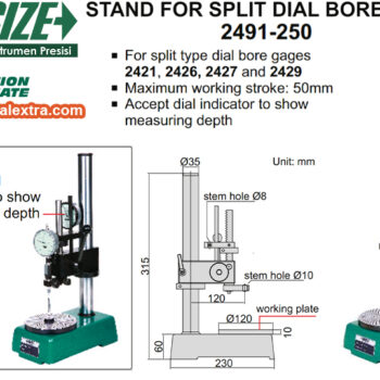 INSIZE Test Stand 2491-250 for Split Bore Gauge (Stem; Ø10mm, Vertical; 315mm, flatness; ±1µm) Range; 50mm - Image 2