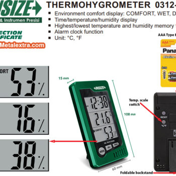 INSIZE Thermohygrometer 0312-TH50 Internal Sensor from Room (Humidity; 10~99.9%RH) Range; 0°C~50°C/32°F~122°F - Image 6