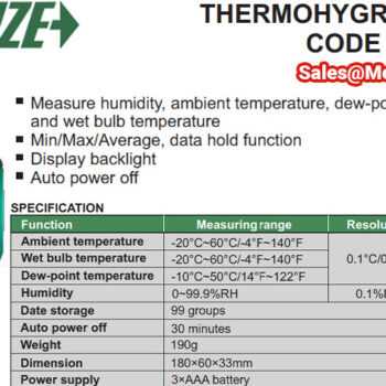 INSIZE Thermohygrometer 9361-T65 (-20°C~60°C/-4°F~140°F or -10°C~50°C/14°F~12°F; 0~99.9%RH) - Image 2