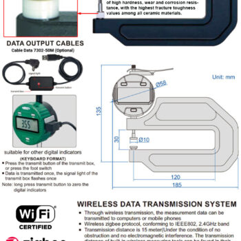 Alternative view of INSIZE Thickness Gauge 2872-25 (Resolution 0.01mm, Accuracy; 0.03mm) Range; ≤⌀25.4 mm/1 Inch