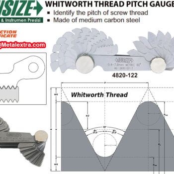 INSIZE Screw Thread Pitch Gauge 4820 (Metric-Unified 60°/Imperial-Whitworth 55°) Accuracy; 0.03mm, Range; 0.25-7mm / 4-62 Thread Per Inch - Image 5
