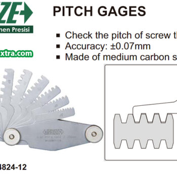 INSIZE Thread Pitch Gauge 4824 (Metric Tr 30°/Imperial ACME 29°) Accuracy; 0.03mm, Range; 2-20mm / 1-12 Thread Per Inch - Image 4