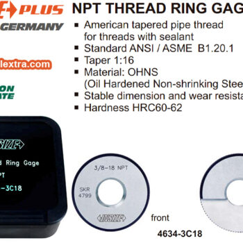 INSIZE Thread Ring Gauge NPT 4634, Range; 1/16x27NPT - 4x8 NPT - Image 4