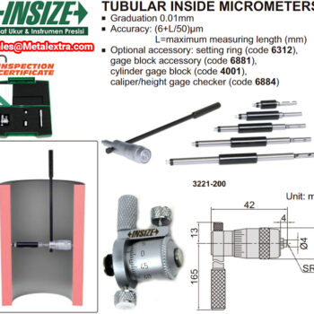 INSIZE Tubular Inside Micrometer 3221 (Sping-loaded Extension Rod with Ball Tips Anvil) Range; Ø25mm - Ø1000mm - Image 10