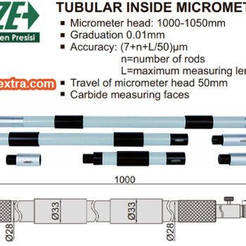 INSIZE Tubular Inside Micrometer 3224 (Spring-loaded Extension Rod with Carbide Tips Anvil) Range; Ø1000mm - Ø5000mm - Image 4
