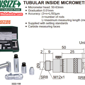 INSIZE Internal Micrometer 3222 (Sping-loaded Extension Rod with Ball Tips Anvil) Range; Ø50mm - Ø1500mm - Image 8