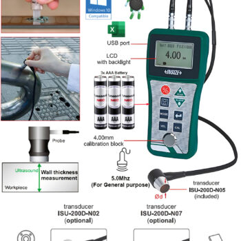 INSIZE Ultrasonic Thickness Gauge ISU-200D (USB Output, Res; 0.01mm) Accuracy : ±0,05mm, Range; 0.8 ~ ≤100mm. - Image 5
