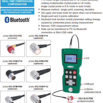 INSIZE Ultrasonic Thickness Gauge ISU-800D (Bluetooth, Mini-USB) Accuracy : ±0,05mm, Res; 0.01mm, Range; 0.15mm - 2000mm - Image 6
