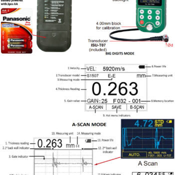 Alternative view of INSIZE Ultrasonic Thickness Gauge ISU-720D (Frequency; 5Mhz, USB) Accuracy : ±0,04mm, Res; 0.01mm, Range; 1.5mm - 200mm