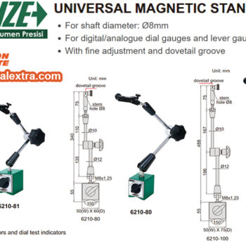 INSIZE Universal Magnetic Measuring Stand 6210 (Base; ±50mm, Stem ⌀8mm) Range; 80 kgf - 100 kgf - Image 6