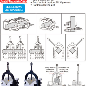 Alternative view of INSIZE V-Block Vise Clamp Set 6802 For Cylindrical & Rectangular (Hardness base ±62HRC) Range; ⌀5mm～⌀50mm