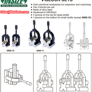 INSIZE V-Block Vise Set 6896 For Cylindrical & Rectangular (Hardness base ±62HRC) Range; ⌀5mm～⌀50mm - Image 2
