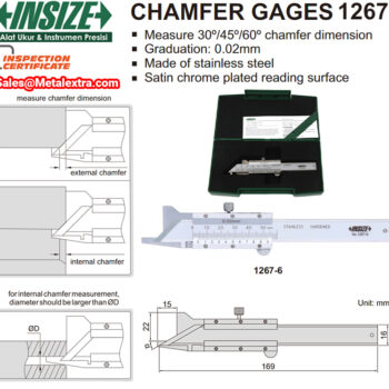 INSIZE Vernier Chamfer Gauge 1267 Angle 30° 45° 60° Range; 0-.39"/0-10mm - Image 4