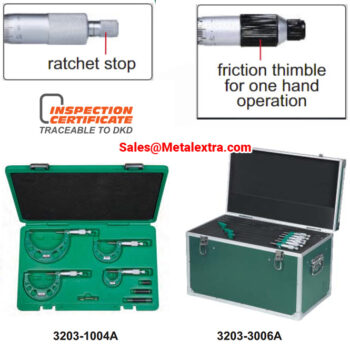 INSIZE Vernier Micrometer 3203 (DIN 863-1, Graduation: 0.01mm) Range; Ø25mm -  Ø400mm / Ø1 Inch - Ø12 Inch - Image 4