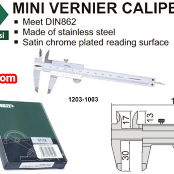 INSIZE Vernier Mini Caliper 1203-1003 (DIN 862, Stainless Steel) Accuracy; ±0.05mm, Range; ≤Ø100mm - Image 3