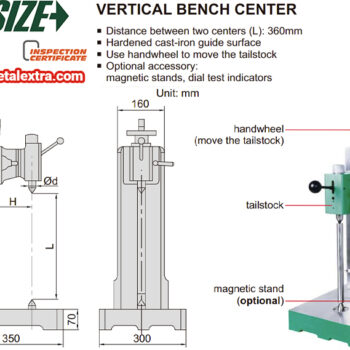 INSIZE Vertical Bench Center 4728-360 (Accuracy 2μm) Center height 360 mm, Ø250mm - Image 2