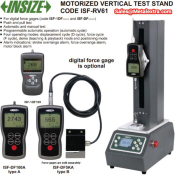 Alternative view of INSIZE Vertical Motorized Test Stand ISF-RV61. Travel 220mm, Res: 0.01mm, 650N, USB/RS232