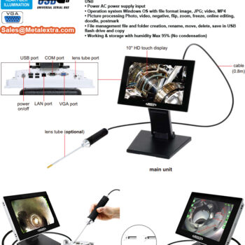 INSIZE Videoscope ISV-Y Desktop (1Mpx, 10 Inch display, HDMI, USB) Range; 300mm - 1000mm, Lens; Ø1.2mm - Ø6mm - Image 10
