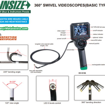 INSIZE Videoscope ISV-S106 Tungsten Wire Cable 360° (Camera 1Mpx, USB Rechargable 3 Hours) IP 67, Range; 1 Meter, Lens; Ø6mm - Image 5