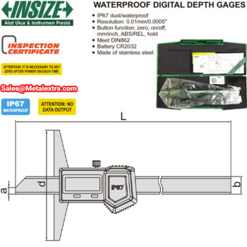 INSIZE Waterproof Depth Gauge 1149-150 (Res 0.01, DIN862) IP67 Range; Ø150mm - Image 5