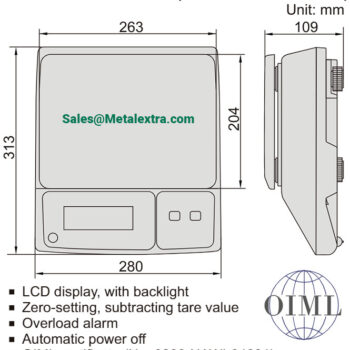 Alternative view of INSIZE Weighing Scale, Cable Output 40g - 15 - 30kg, 8002-30MD