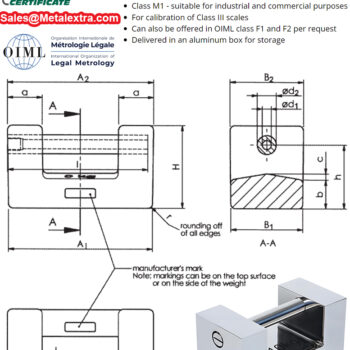 INSIZE Weight Block Standard 8912 Series (OIML R111-2004, Class F1-M1 scales,  Stainless Steel) Range; 500g - 25Kg - Image 4