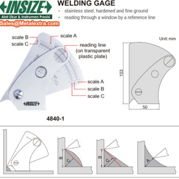 INSIZE Welding Bead Gauge 4840-1 (Stainless Steel Ruler, Res; 0.2mm) Accuracy; ±0.3mm - Image 4