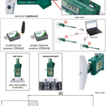 INSIZE Wireless Depth Gauge 1145-25AWL (Flat Base, Anvil Conical Bar Ø1mm) Accuracy; ±30µm, Range; 25mm - Image 2