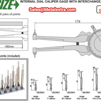 INSIZE Internal Dial Caliper with Interchangeable Anvil 2223-153 ⌀55mm - ⌀153mm - Image 2