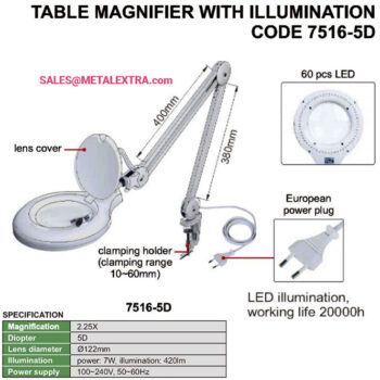 INSIZE Table Magnifier 1.75x With Illumination 7517-3D Ø125mm - Image 2