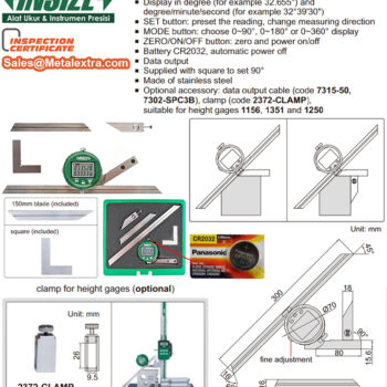 INSIZE Digital Protractor 2172-360A with 300mm blade (Graduation;  10''/0.005°), Range; 0-360° - Image 6