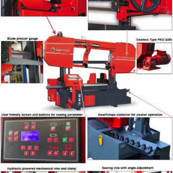 KARMETAL Semi-Auto Straight Cutting Bandsaw KSA 600x800 (Motor; 7.38 HP/5,5 kW ~ 1.500 rpm) Angle 90°; 540 x 800mm - Image 7