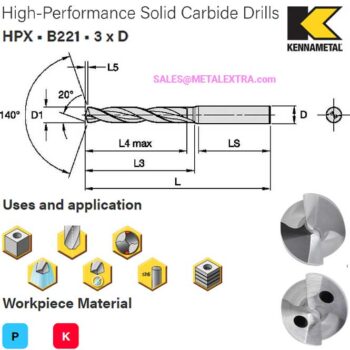 KENNAMETAL High-Performance Solid Carbide Drills HPX B221 3xD ø3-19.5mm - Image 3