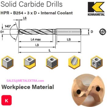 KENNAMETAL Solid Carbide Drills HPR B254 3xD Internal Coolant ø3-25,4 mm - Image 3