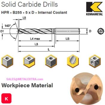 KENNAMETAL Solid Carbide Drills HPR B255 5xD Internal Coolant ø3-20 mm - Image 3