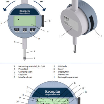 KROEPLIN Digital Test Indicator EM12 (Adjustable Resolution; 0.001mm) Range; 12.7mm/5 Inch - Image 4