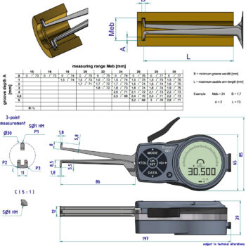 KROEPLIN Internal Digital Caliper L215P3 Series IP67 ⌀15mm - ⌀30mm - Image 5