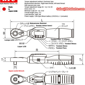 KTC Digital Torque Wrench Digiratche GEK085-R3 (Socket Drive 9.5mm), 17 - 85Nm - Image 7