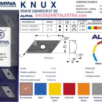 Alternative view of LAMINA Turning Insert Negative (55˚ ISO) KNUX-LT10 for General Machining Steel, Stainless Steel & Cast Iron