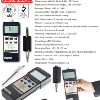 LUTRON Vibration Meter VN-8202 (ISO 2954, Accuracy; ±5%) Range Velocity: 0.01 to 200mm/s (RMS) - Image 9