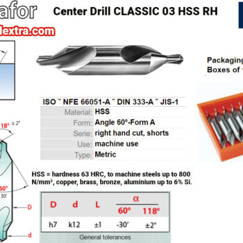 MAGAFOR Center Drill CLASSIC 03 HSS Form A (Angle 60°), Right Hand, ISO NFE 66051-A, DIN 333-A, JIS-1, Ø3mm - Ø25mm - Image 3
