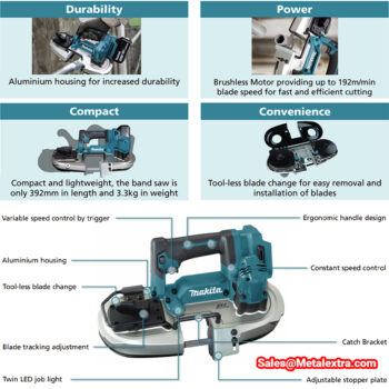 MAKITA Band Saw DPB184 18V LXT (Brushless motor; Sawblade 18tpi; 730 x 13 x 0.5mm) Cutting height max Ø51mm / 2 Inch - Image 3