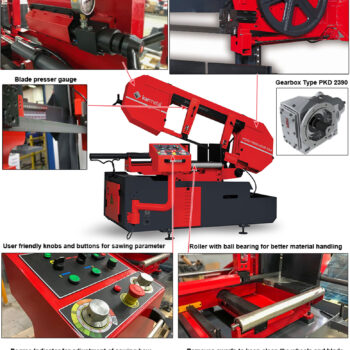 KARMETAL Semi-Auto Miter Band Saws KDG 400x610 DM (Motor 4KW/5.36HP ~1400 RPM) Cutting 0°; 300 x 610 mm, 45°; 300 x 430 mm, 60°; 270 x 300 mm, -45°; 300 x 410 mm - Image 6