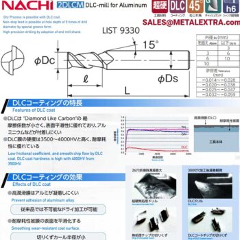 Alternative view of NACHI DLC-mill for Aluminum ø1mm – ø20mm 2DLCM LIST 9330