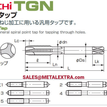 NACHI T Gun Tap TGN for tapping through holes HSS-E, M1 - M24 LIST6912 - Image 2