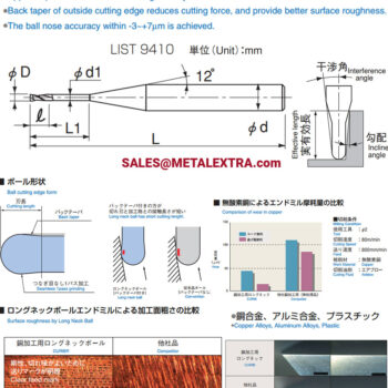 Alternative view of NACHI Long Neck Two Flutes for Copper CURIB ø0.3mm - ø6mm LIST 9410