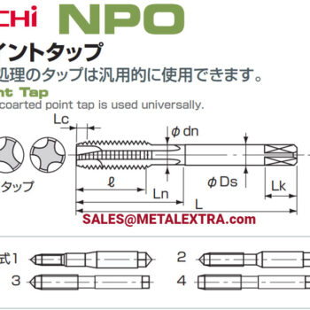 Alternative view of NACHI N Point Taps NPO HSSE for Through hole, M1 - M36 LIST6906