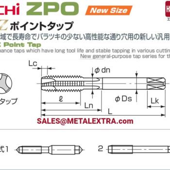 Alternative view of NACHI Point Tap Hyper Z Long Shank ZPOL HSS-E, M3 - M24 LIST6856