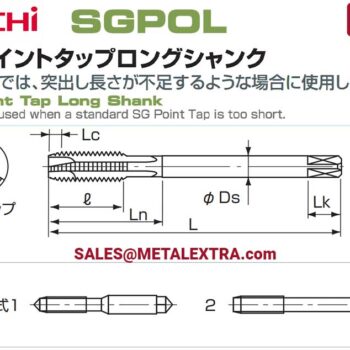 Alternative view of NACHI Point Tap Long Shank SGPOL HSSE-SG for through holes, M3 - M24 LIST7952